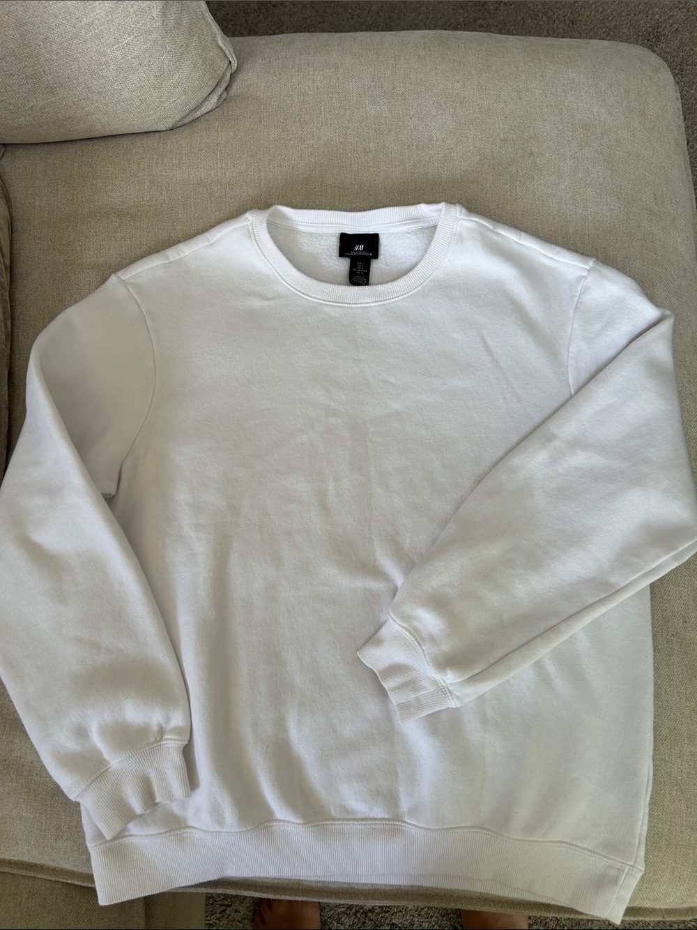 H&M White Relaxed Fit Crewneck